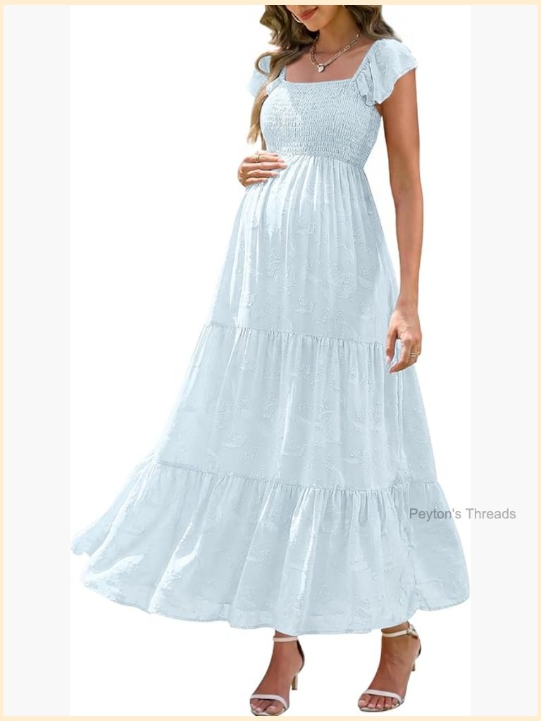 Maternity Baby Shower Summer Maxi Dress With Smocked Top